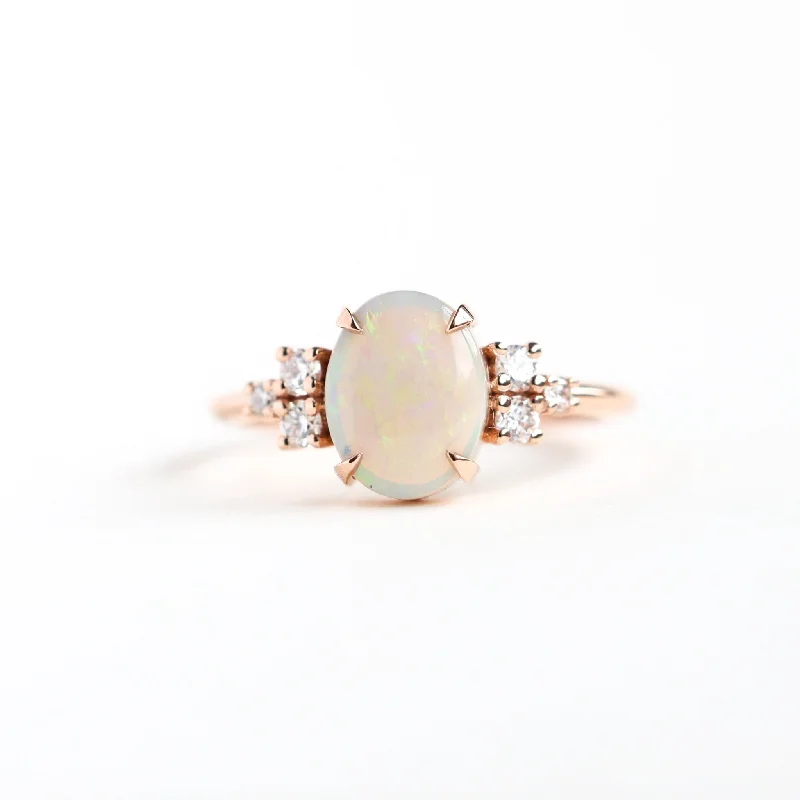 Glossy enamel rings-Omana Oval Opal Ring