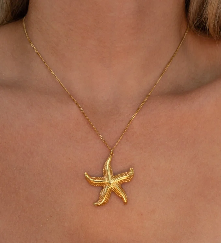 Tri-metal necklaces-Starfish Necklace | Large