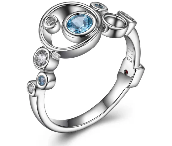 Classic cameo rings-Sterling Silver Blue Topaz Ring by ELLE