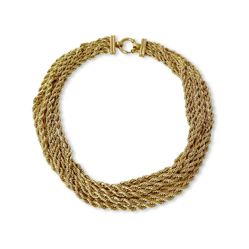 Glossy enamel necklaces-Layered Rope 18K Gold Plated Necklace