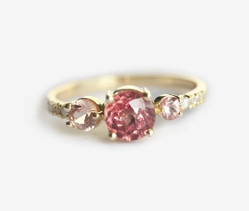 Solar theme rings-Angelina Round Garnet Ring