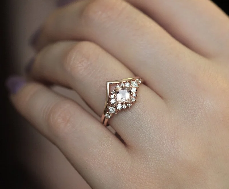 Sturdy gold rings-Chiara Peach Morganite Diamond Cluster Ring