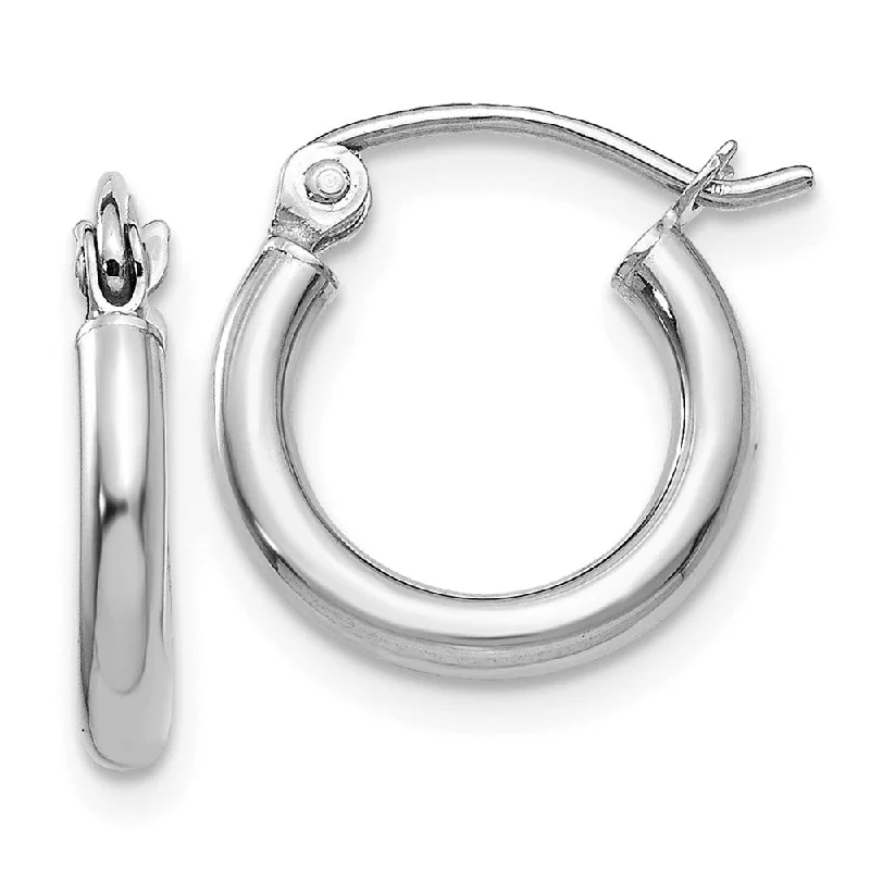 Little wing earrings-2mm, 14k White Gold Classic Round Hoop Earrings, 12mm (7/16 Inch)