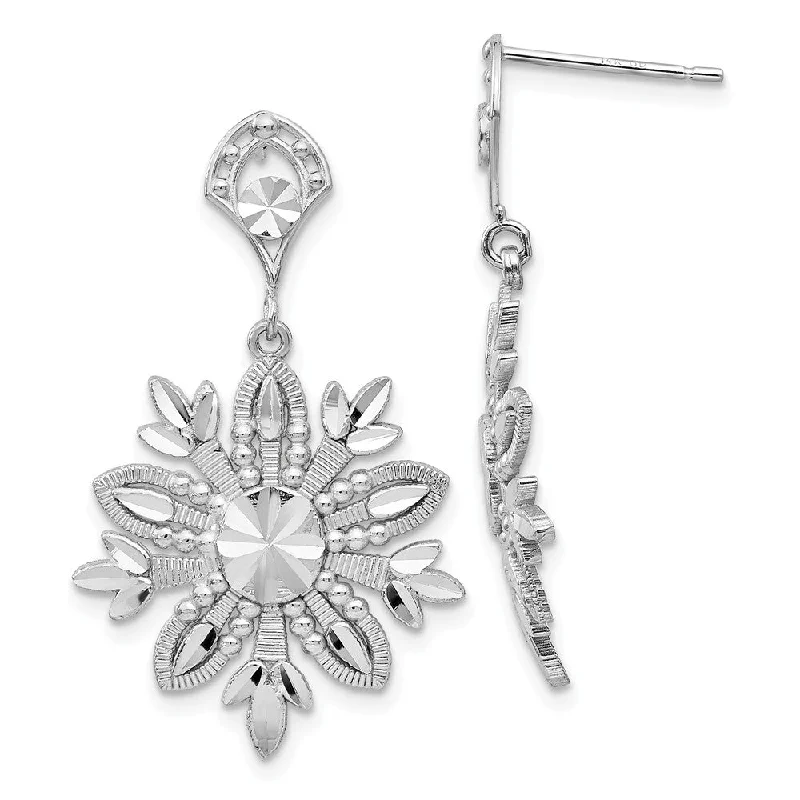 Braided bead earrings-14k White Gold Snowflake Dangle Earrings