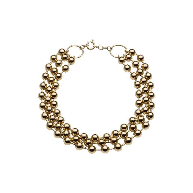 Sharp-line necklaces-Champagne Triple Choker Gold Plated