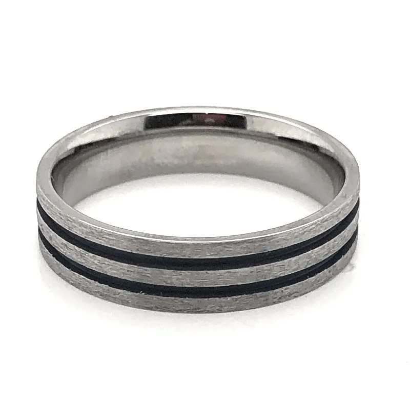 Braided motif rings-6mm Titanium Men's Wedding Ring with Ridgeway Blue Cerakote and Stone Finish Size 12