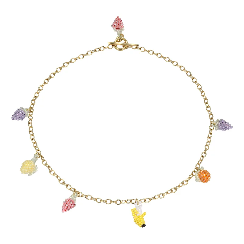 Tailored initial necklaces-Fruit Salad Necklace Gold Plated, Mixed coloured Beads