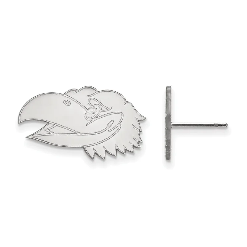 Star stud earrings-14k White Gold University of Kansas Small Mascot Head Post Earrings