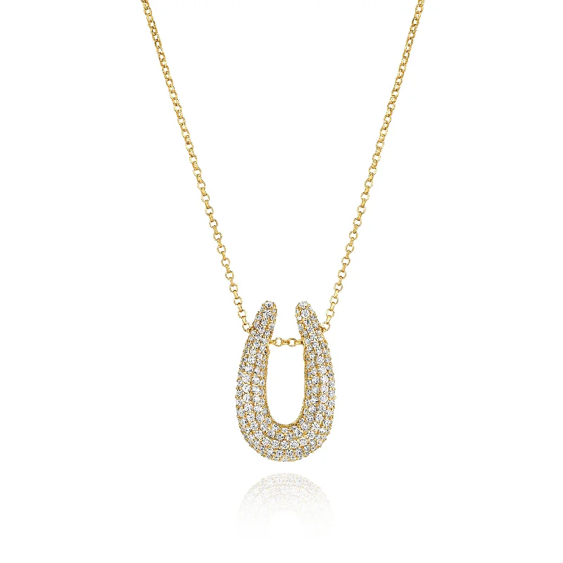 Hook clasp necklaces-Goccia Parvus Gold Plated Necklace w. Zirconia