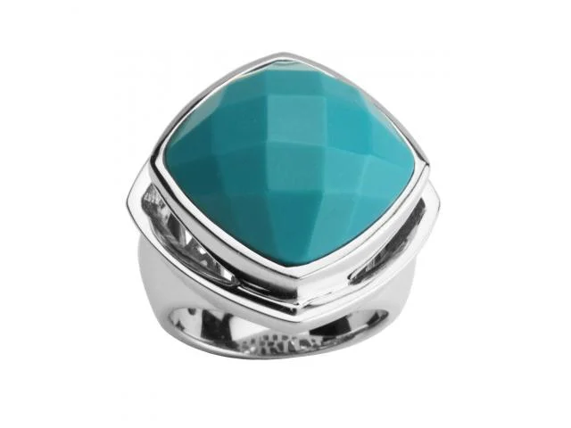 Sturdy band rings-Sterling Silver Turquoise Ring by ELLE