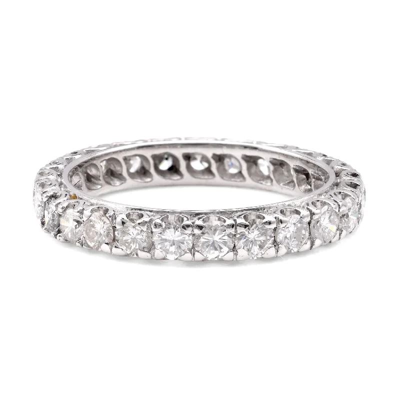 Slim rose rings-French Diamond White Gold Eternity Ring