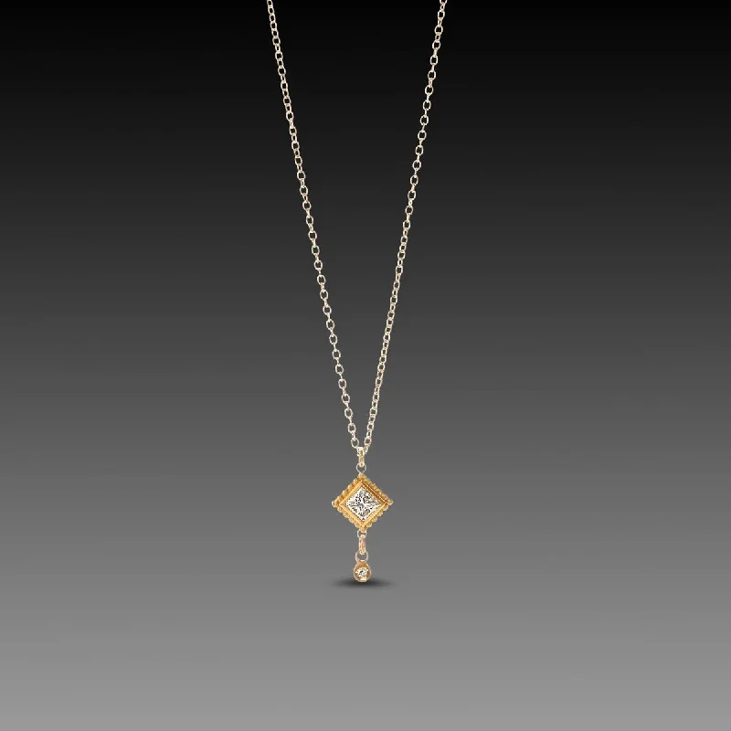 Indian style necklaces-Delicate Square Diamond Necklace