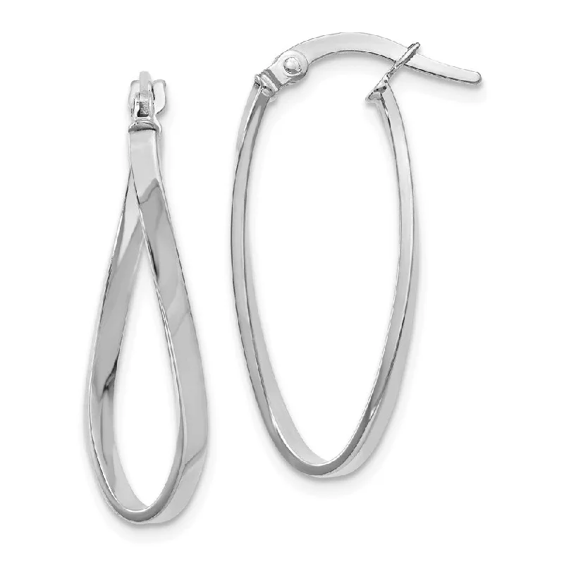 Lavish statement earrings-1.8mm Twisted Oval Hoop Earrings in 10k White Gold, 26mm (1 Inch)