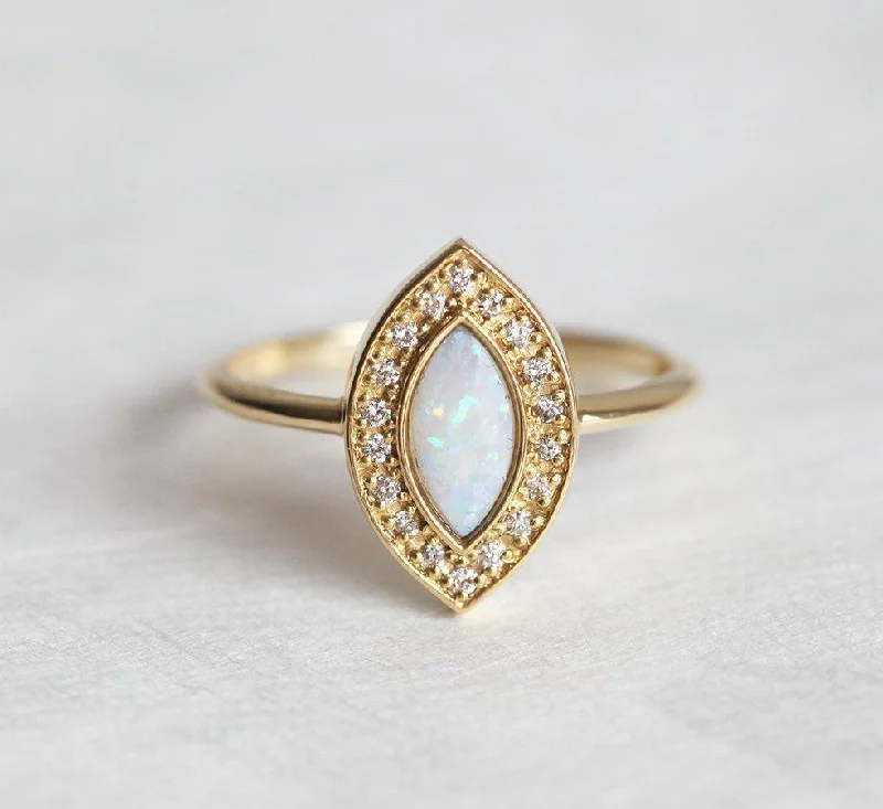 Georgian style rings-Rihanna Marquise Opal Ring