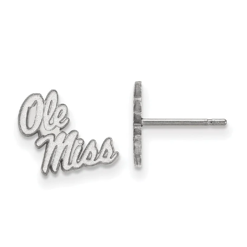 Etched art earrings-10k White Gold University of Mississippi XS (Tiny) Post Earrings