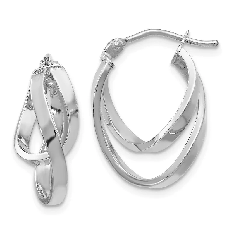 Oval drop earrings-14k White Gold Double Freeform Hoop Earrings, 17mm (5/8 Inch)