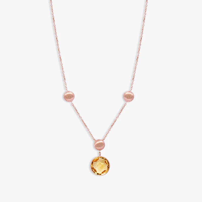 Flush clasp necklaces-Kensington Necklace in 14K Satin Rose Gold with Citrine