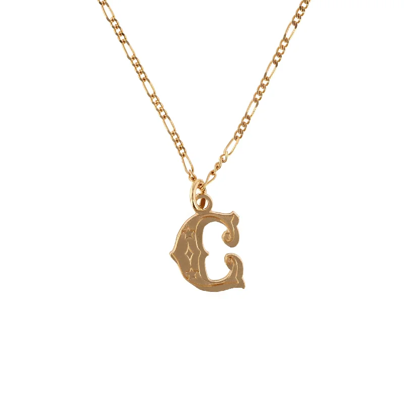 Ametrine necklaces-Circus Letter C Gold Plated Necklace