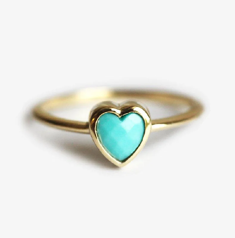 Multi-gem rings-Turquoise Ring, 14K Gold Wedding Ring