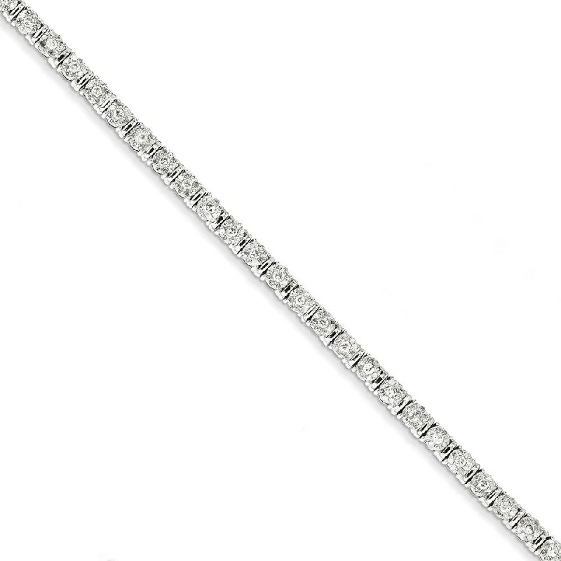 Shiny bead bracelets-14k White Gold 5mm Diamond Bracelet, 7" (2cttw)