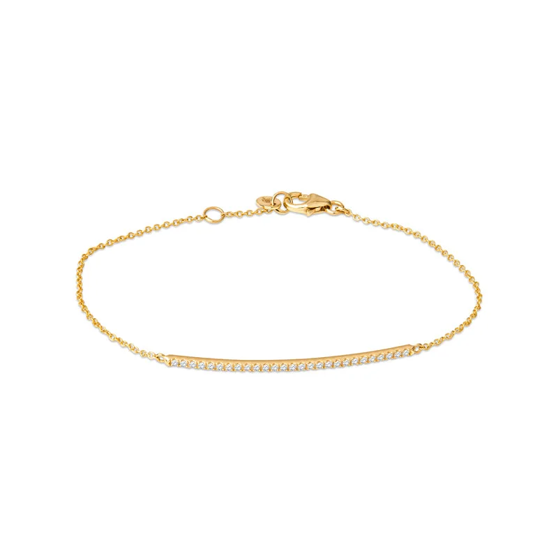 Broad gold bracelets-Vivian 14K Gold Diamond Bar Bracelet