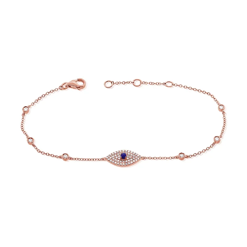 Woven thread bangles-Joelle Collection Evil Eye Bracelet Sapphire & Diamond 14K Rose Gold