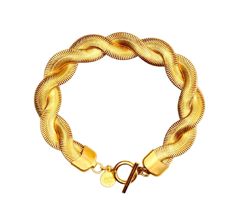 Solar theme bangles-Maze Woven Bracelet in Gold