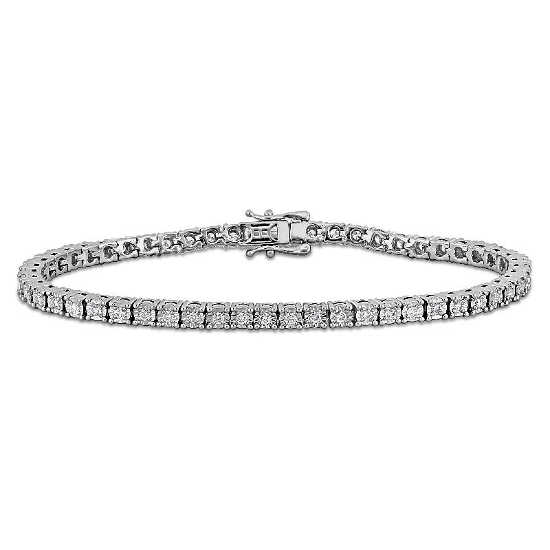 Classic flair bracelets-Created Forever by Miadora 1ct TW Lab-Grown Diamond Tennis Bracelet Sterling Silver