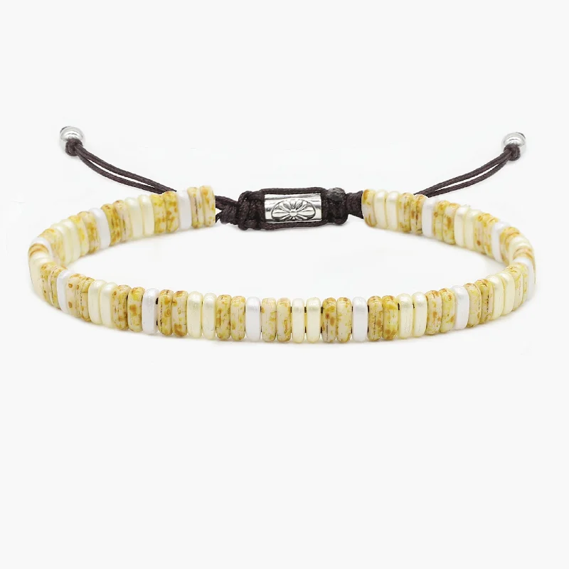 Akoya pearl bracelets-Adjustable Bracelet With Assorted Glass Beads (Sand)