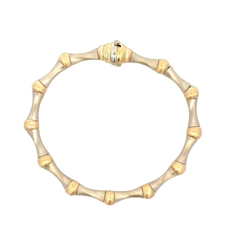 Multi-bead bracelets-Two Tone Spiral Bracelet in Brushed 14k Gold