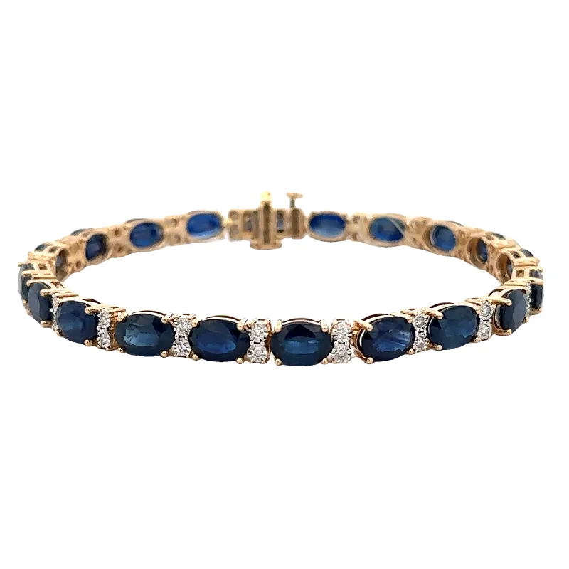 Twine wrap bracelets-Sapphire and Diamond Bracelet in Yellow Gold