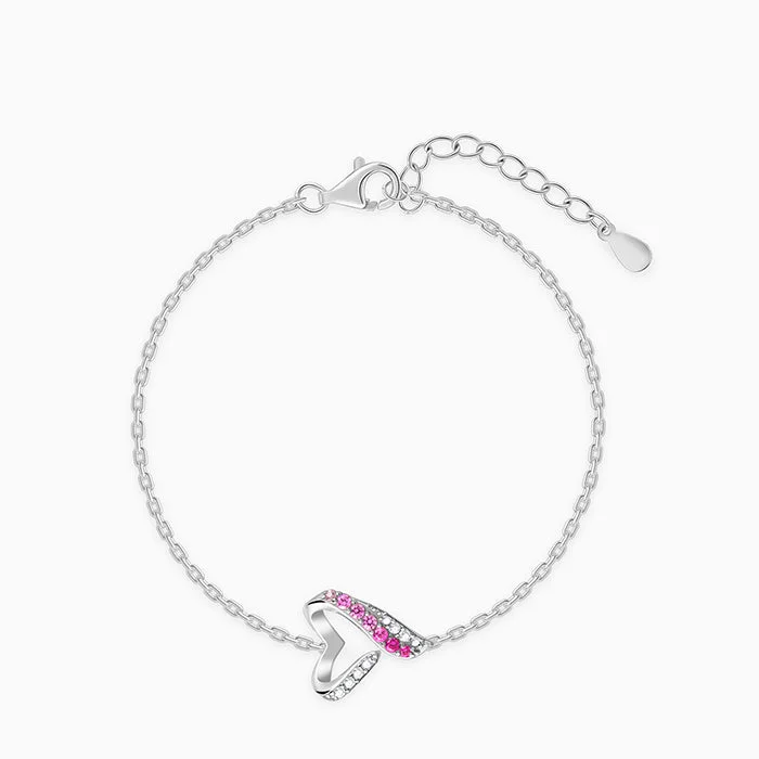 Hope charm bangles-Silver Ombre Heart Bracelet