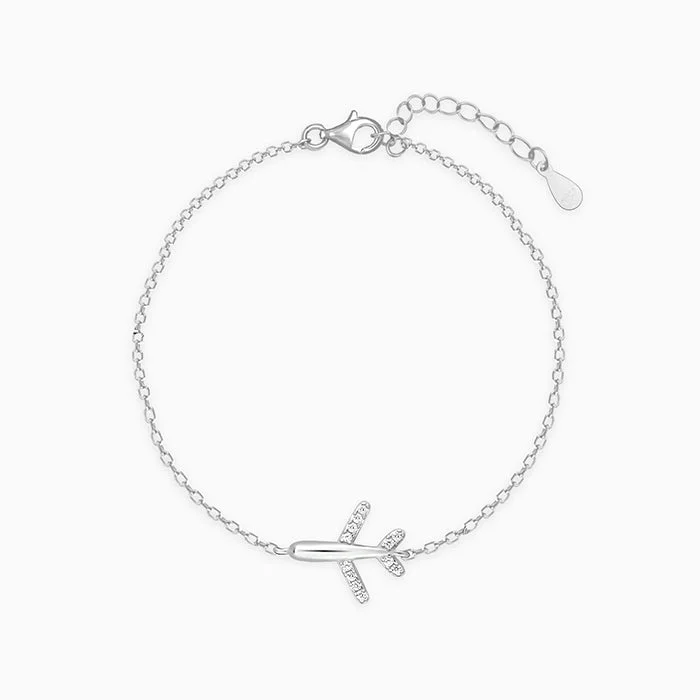 Braided bead bangles-Silver Aeroplane Kids Bracelet (0-18 months)