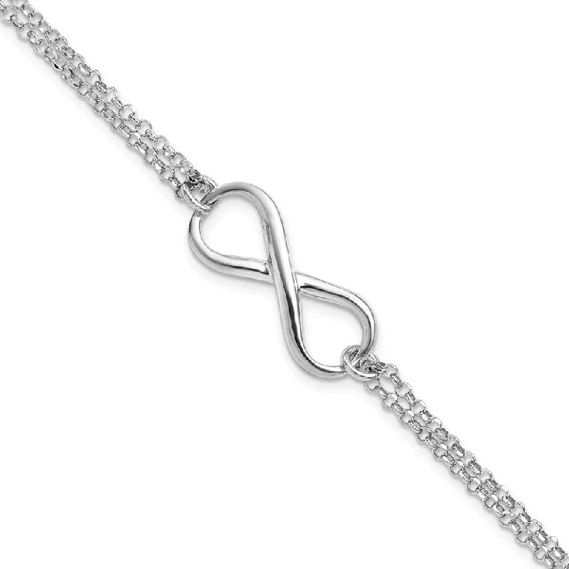 Wave shape bangles-925 Sterling Silver Infinity Symbol Bracelet, 7.5"