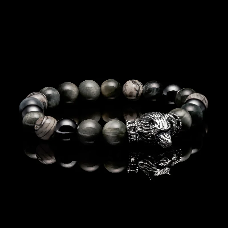 Tiny pearl bangles-The North Howl | Gray Wolf Bracelet