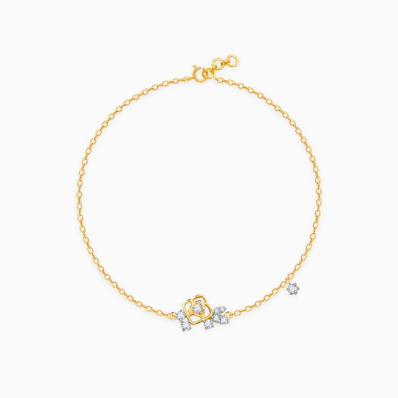 Sturdy stone bracelets-Gold Floral Rhapsody Diamond Bracelet