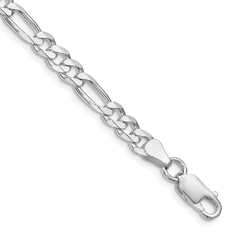 Classic deco bangles-925 Sterling Silver Rhodium-plated 5.25mm Figaro Chain Bracelet, 7"