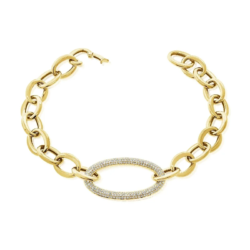 Bead line bangles-Joelle Collection 1/2 ct. t.w. Diamond Pave Link Chain Bracelet 14K Gold