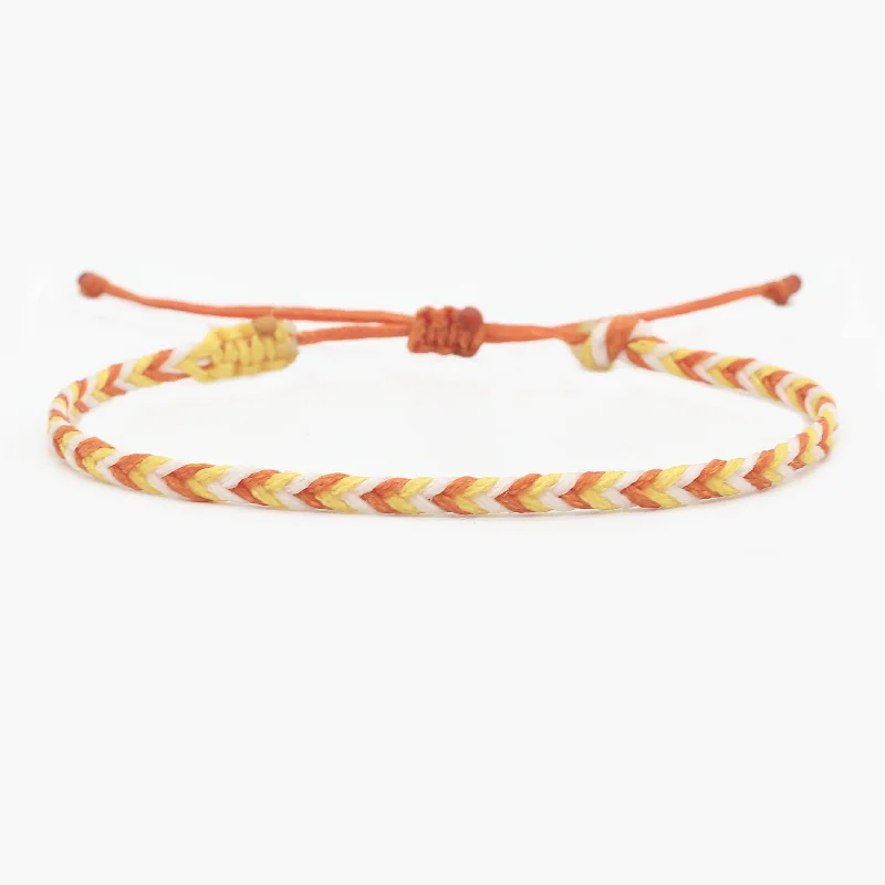 Slim stack bracelets-Adjustable Mini Braided Bracelet (Orange/Yellow)