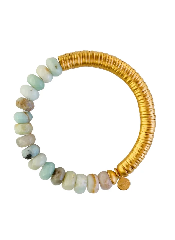 Bare dot bangles-Evra Bracelet with Stones in Gold and Peruvian Opal