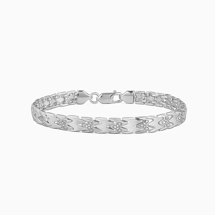 Indian tile bracelets-Silver Fearless Bracelet For Him