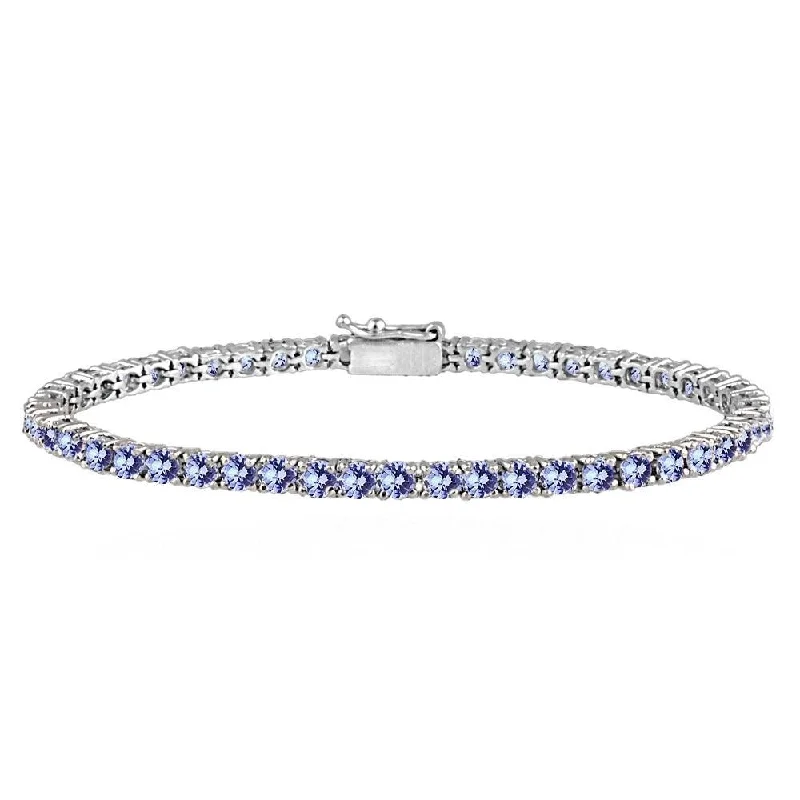 Sharp link bracelets-Donatello Gian Round Cut Tanzanite Tennis Bracelet