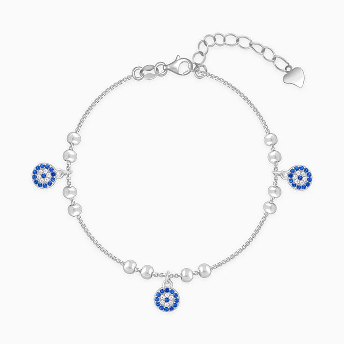 Classic flair bracelets-Silver Evil Eye Charm Bracelet