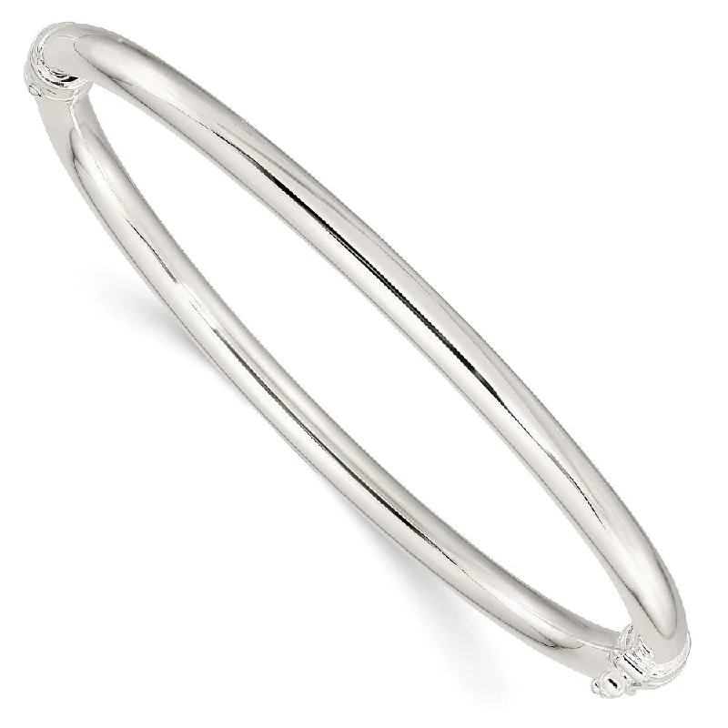 Artisan-made bangles-925 Sterling Silver Hinged Bangle Bracelet, 7" (W-4mm)