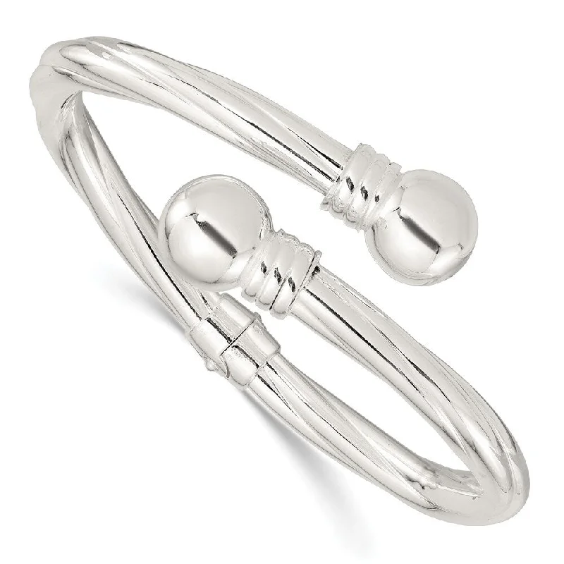 Vine carved bracelets-925 Sterling Silver Twist Patterned Hinged Bangle Bracelet (18.86grm)