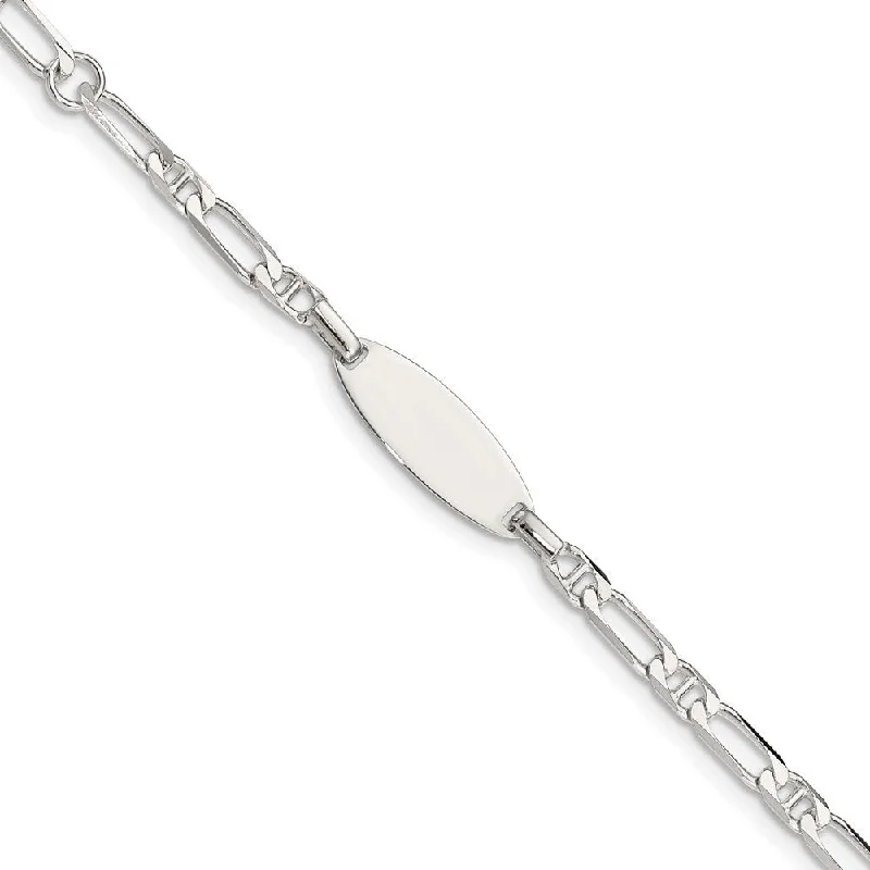 Sturdy chain bracelets-925 Sterling Silver 3mm Engraveable Childrens ID Bracelet, 5" w/1in Extender