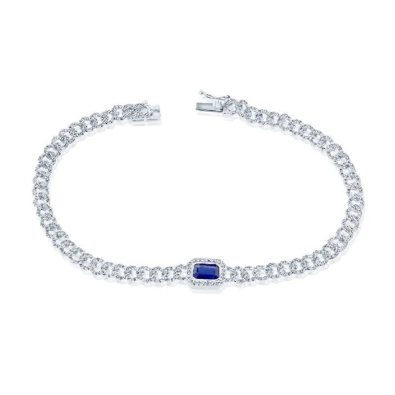 Classic deco bangles-Joelle Collection Diamond & Sapphire Link Bracelet 14K Gold