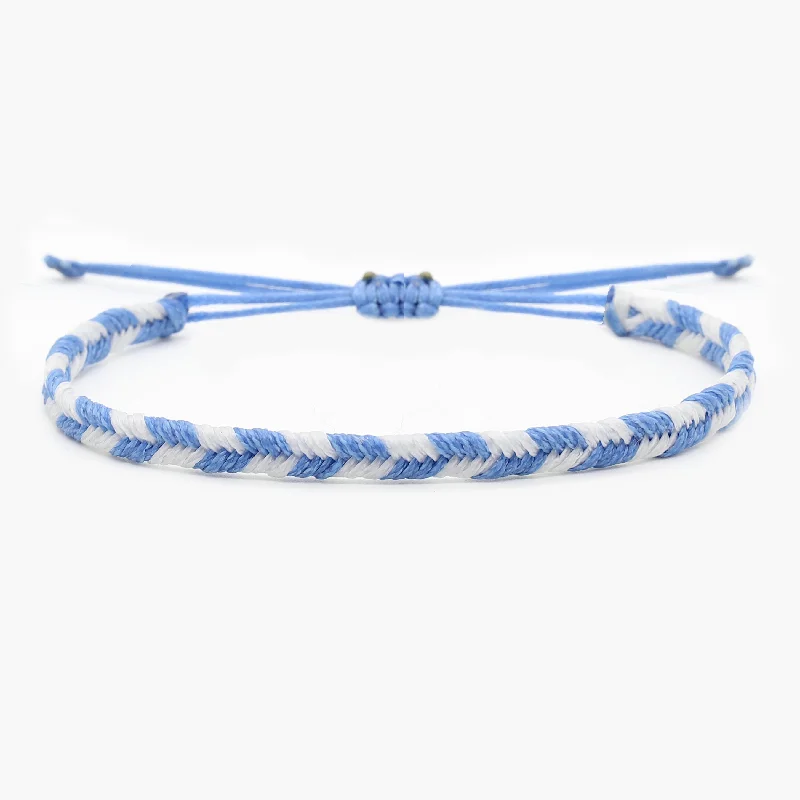 Smooth form bracelets-Mini Braided "Java" Bracelet (Light Blue/White)