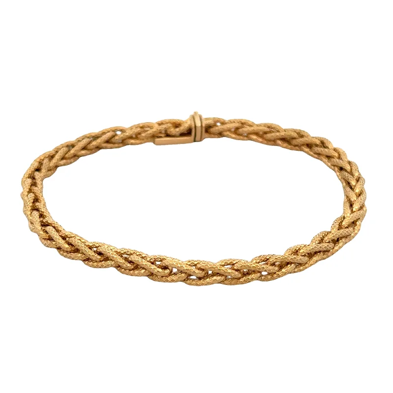 Multi-bead bracelets-7.5" Wheat Chain Bracelet in 18k Yellow Gold