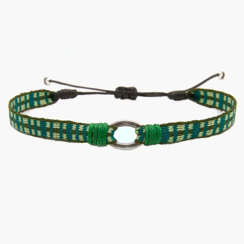 High-gloss bracelets-Handmade Purnama Bracelet With Silver Hoop 93 (Green)